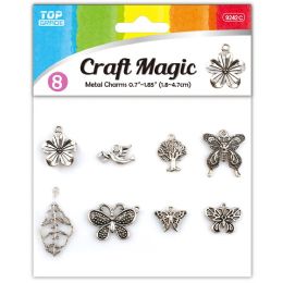 24 Bulk 8pc Metal Pendant Sil