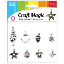 600 Bulk 8-Piece metal pendant Silver Sea-themed