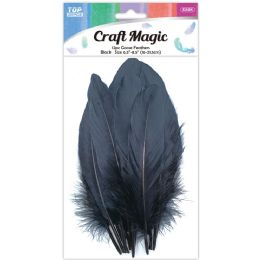 24 Bulk Goose Feather Black 12ct 16-22cm