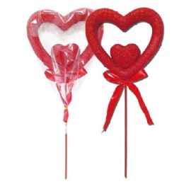 48 Bulk V-Day Foam Heart Pick 48s 16x44cm