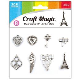 24 Bulk 8pc Metal Pendant Sil