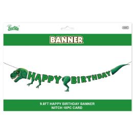 24 Bulk B'day Banner Dinosaur