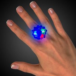 84 Bulk Led Blue Jelly Bumpy Rings