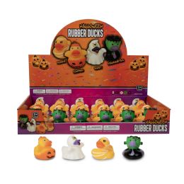 96 Bulk Halloween Assorted 4-inch Rubber Ducks Retail Display 24 Per Display