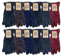 24 Bulk Yacht & Smith Mens Winter Fleece Gloves With Snug Fit Cuff Light Comfortable Weight
