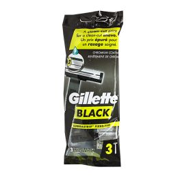 20 Bulk Gillette Black Fixed Handle Men's Disposable Razor - 3's