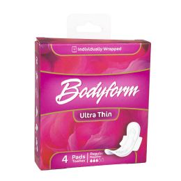 144 Bulk Bodyform UltrA-Thin Individually Wrapped Sanitary Pads - 4 Ct.