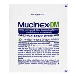 40 Bulk Travel Size Mucinex Dm Expectorant Cough Suppressant - 2's