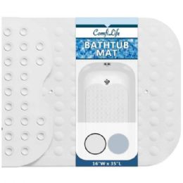 6 Bulk Comfi Life Heavy Duty 16" X 35" Bath Tub Mat With Suction Cups In Cream Pebble