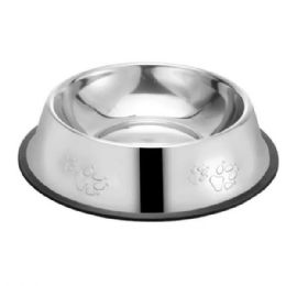 6 Bulk 11.8-inch Double Footprint Stainless Steel Pet Feeding Bowl With Rubber Bottom