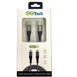 24 Bulk Eg Tech 2.1a Super Fast Braided 3 Foot Usb Type C To C Cable