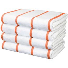 12 Bulk Las Rayas Horizontal Stripe Beach Towel Orange