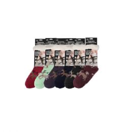 72 Bulk Ladies Sherpa Socks 6 Asst Style