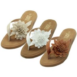 24 Bulk Women's Silk Flower Upper Soft Sandals 5-10
