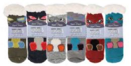 72 Bulk Kid's Monster Assortment Sherpa Socks