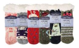 72 Bulk Kid's Monster Feet Assortment Sherpa Socks