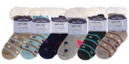 72 Bulk Kid's Star and Stripe Patterns Sherpa Socks