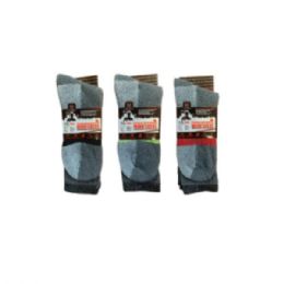48 Bulk Men's Marled Grey With Colored Toe/cuff Thermal Work Socks