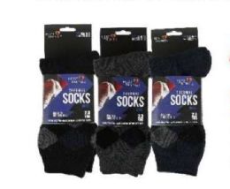 144 Bulk Men's Black Gray Thermal Socks