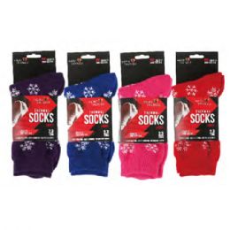 144 Bulk Women's Assorted Color Snow Flake Thermal Socks