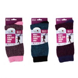 144 Bulk Ladies Classic Marled Knit Heated Thermal Socks