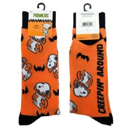 30 Bulk 1 Pack Peanuts Licensed Mens Snoopy Halloween Crew Socks In Size 10-13