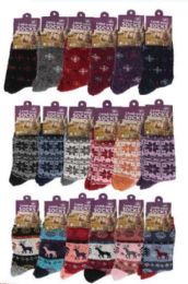 144 Bulk Women's Assorted Winter Design Warm Lamb Wool Socks
