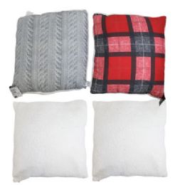 12 Bulk Sherpa Cushion 24 X 24 Asst Patterns