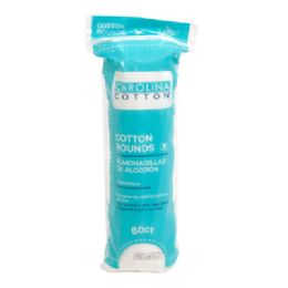 48 Bulk Cotton Rounds 80ct 100% Cotton Peggable & Resealable Poly Bag Carolina Upc: 7-29010-83020-0