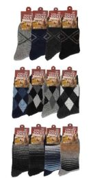 144 Bulk Men's Argyle And Stripe Designs Lamb Wool Socks