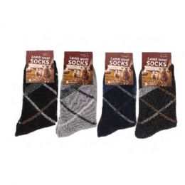 144 Bulk Men's Classic Argyle Knit In Dark Colors Lamb Wool Socks