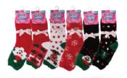 144 Bulk Christmas Fuzzy Socks