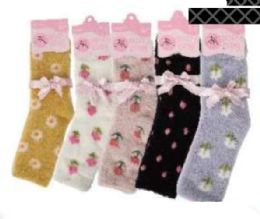 144 Bulk Floral Fuzzy Socks