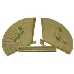 120 Bulk 12 Inch Sandalwood Hand Fan With Flower Printed
