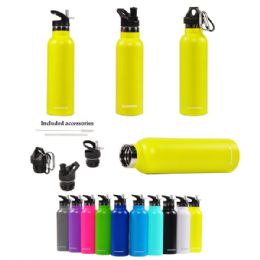 16 Bulk 24 Oz Stainless Steel Water Bottle With 3 Caps Included