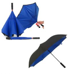 24 Bulk 2 Layers 46 Inches Inverted Umbrella (black/royal Blue)
