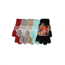 72 Bulk Ladies Snowflake Heated Thermal Winter Gloves