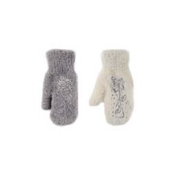 72 Bulk Ladies Faux Fur Flower Winter Gloves