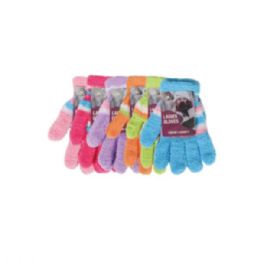 144 Bulk Women Striped Warmers Winter Warm Knitted Gloves