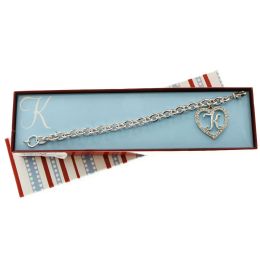 60 Bulk Gift Boxed Silver Tone Initial Bracelet "k" Monogram With Crystal Accent