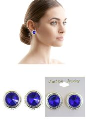 60 Bulk Blue Faceted Spike CliP-On Earrings SilveR-Tone