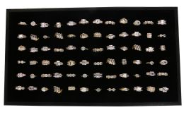 60 Bulk Gold Cubic Zirconia Rings W/ Tray