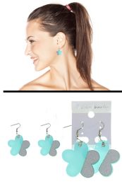 60 Bulk FloweR-Shaped Colorful HalF-Glitter Dangle Earrings Assorted