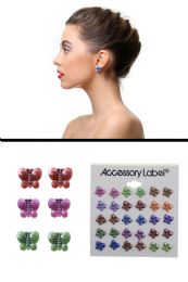 60 Bulk Multicolor Acrylic Butterfly Post Multiple Earring Set Assorted