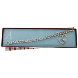 60 Bulk Gift Boxed Silver Tone Initial Bracelet "a" Monogram With Crystal Accent