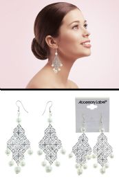 60 Bulk Linked Snowflake Filigree Dangle Earrings SilveR-Tone