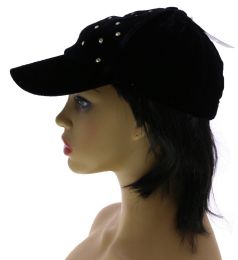 60 Bulk One Size Fits Most Adjustable Velcro Faux Velvet BasebalL-ca
