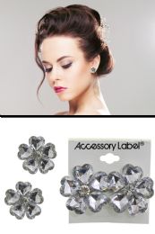 60 Bulk Heart Flower Reflective Post Earrings SilveR-Tone