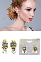 60 Bulk DuaL-Tone HalF-Hoop CliP-On Earrings SilveR-Tone