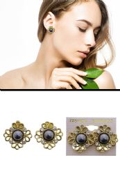 60 Bulk Filigreed Crystal Accent CliP-On Earrings GolD-Tone
